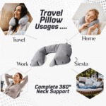 Inflatable & Foldable, Pillow U Shape Air Cushion Travel Pillow (1 Pc / Mix Color) - Closeup Embroidery by Nari Haat,...