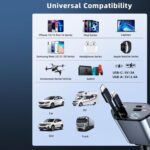 4-in-1 Super Fast Car Charger with Dual Built-In Cables, Dual USB Ports, - Neckline Detail by Nari Haat, Indian ethni...