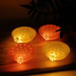 Set of 4 Lotus Canopy LED Decorative Lamps - Back View by Nari Haat, Indian ethnic wear, women clothing, designer suit