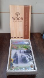 Decorative Wooden Vertical Scenery with Hooks for Wall Hanging - Fabric Detail by Nari Haat, Indian ethnic wear, wome...