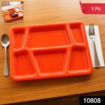 Plastic Multi-Compartment Rectangular Meal Serving Tray / Plate (1 Pc / Red) - With Dupatta by Nari Haat, Indian ethn...