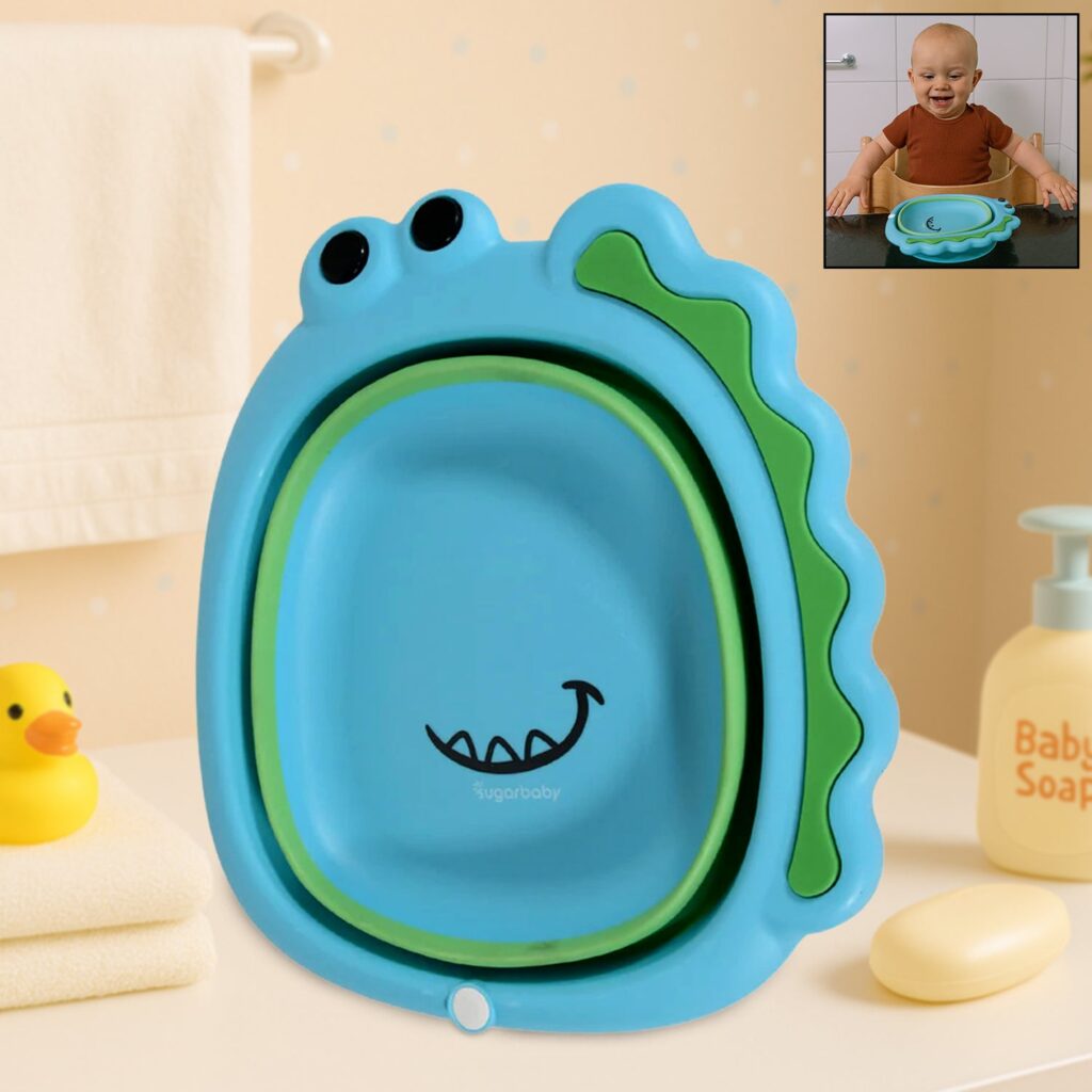 Frog shape foldable baby wash basin tub