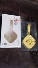 3 in 1 Charger Cable, Retractable Type, Compatible with Smartphones (1 Pc) - Fabric Detail by Nari Haat, Indian ethni...