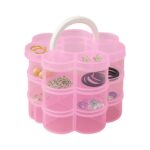 3-Layer Transparent Plastic Flower-Shaped Storage Box with 9 Grids - Sleeve Design by Nari Haat, Indian ethnic wear, ...