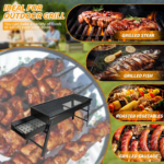 Folding Portable Barbeque BBQ Grill Set for Outdoor and Home - Closeup Embroidery by Nari Haat, Indian ethnic wear, w...