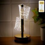 Luxury Crystal LED Double Shade Table Lamp (1 Pc) - Front View by Nari Haat, Indian ethnic wear, women clothing, desi...
