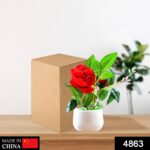Artificial Rose Flower Plant With Pot, For Home Office Or Gift - With Dupatta by Nari Haat, Indian ethnic wear, women...