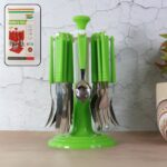 Stainless Steel Cutlery Set with Stand - (24 Pc) - Front View by Nari Haat, Indian ethnic wear, women clothing, desig...