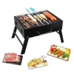 Folding Barbeque Charcoal Grill Oven (Black, Carbon Steel) - Front View by Nari Haat, Indian ethnic wear, women cloth...