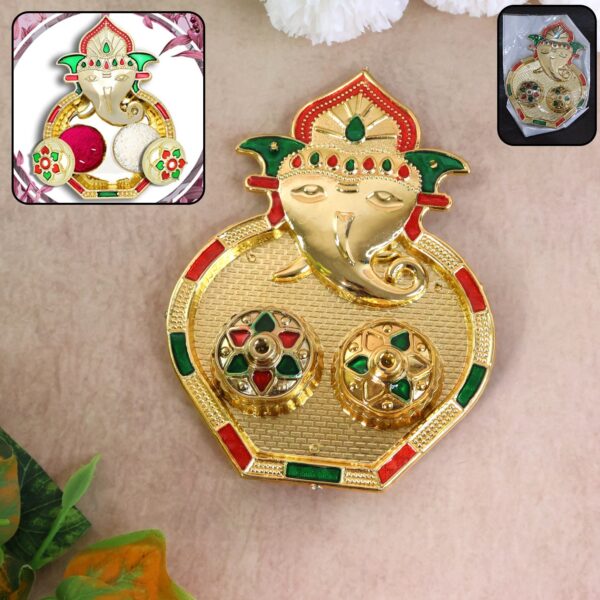 Ganesh Design Decorative Kumkum Box - (1 Pc) - Front View by Nari Haat, Indian ethnic wear, women clothing, designer ...