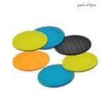 6 Pcs Round Silicone Cup Mats for Tea, Coffee, Mug & Wine – Home Use - Closeup Embroidery by Nari Haat, Indian ethn...