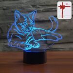 3D Illusion Multicolor Changing LED Night Lamp with Cat Design - Front View by Nari Haat, Indian ethnic wear, women c...