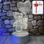 3D Illusion LED Night Lamp with Teddy Bear Holding Heart Design - Front View by Nari Haat, Indian ethnic wear, women ...