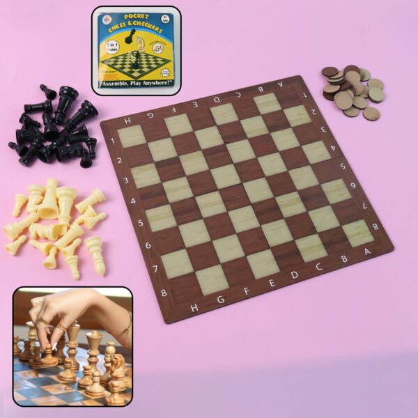 Chess & Checkers 2-in-1 Travel Game - (1 Set) - Front View by Nari Haat, Indian ethnic wear, women clothing, designer...
