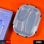 White Transparent Lunch Box – Stainless Steel with 3 Compartments for Kids & Adults - With Dupatta by Nari Haat, In...