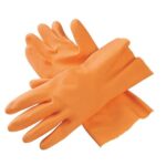 Cut Glove Reusable Rubber Hand Gloves (Orange) - 1 pc - Front View by Nari Haat, Indian ethnic wear, women clothing, ...
