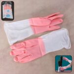 Medium Reusable Long-Cuff Household Cleaning Gloves - (1 Pair) - Front View by Nari Haat, Indian ethnic wear, women c...