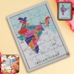 Wooden India Map Puzzle - (1 Set) - Front View by Nari Haat, Indian ethnic wear, women clothing, designer suit