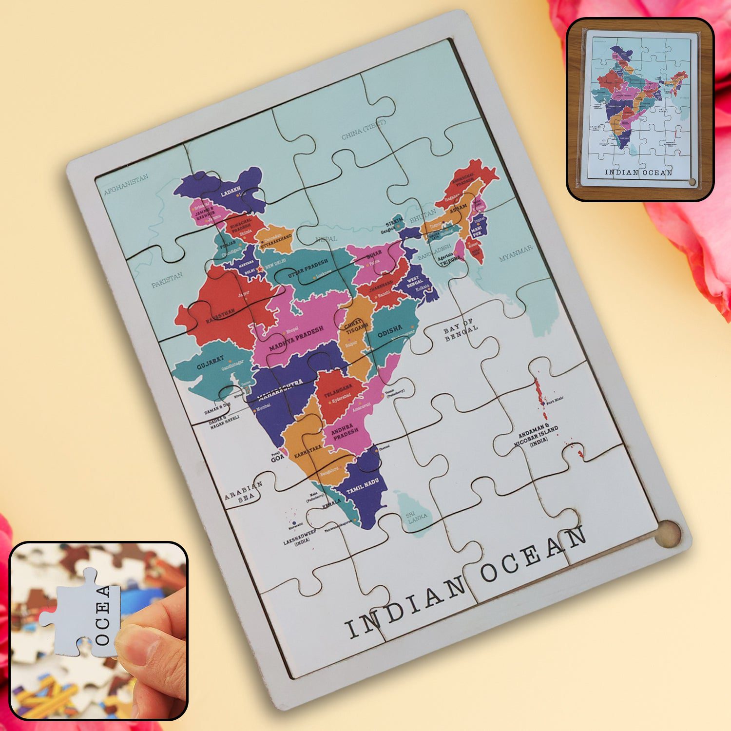1_b990fcee-debe-4f35-b0bd-c98e04887a60.jpg Wooden India Map Puzzle - (1 Set) - Front View by Nari Haat, Indian ethnic wear, women clothing, designer suit