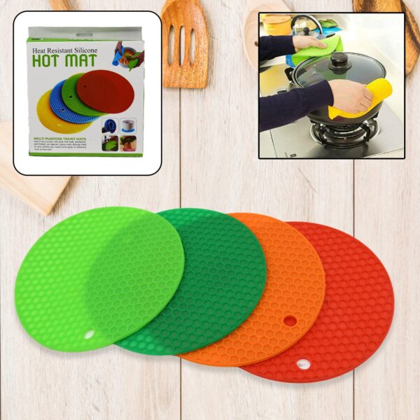 4-piece silicon hot pot mat set