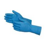 Cut Glove Reusable Rubber Hand Gloves (Blue) - 1 pc - Front View by Nari Haat, Indian ethnic wear, women clothing, de...