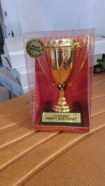 Golden Birthday Trophy – “You Are Great Happy Birthday” Plastic Award with Base - Fabric Detail by Nari Haat, I...