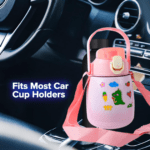 Stainless Steel Vacuum Insulated Water Bottle with Handle & Sticker (700 ML) - Closeup Embroidery by Nari Haat, India...