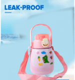 Stainless Steel Vacuum Insulated Water Bottle with Handle & Sticker (700 ML) - Back View by Nari Haat, Indian ethnic ...