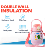 Stainless Steel Vacuum Insulated Water Bottle with Handle & Sticker (700 ML) - Sleeve Design by Nari Haat, Indian eth...