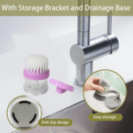 Plastic Wash Basin Brush Cleaner with Liquid Soap Dispenser (Multicolour) - Closeup Embroidery by Nari Haat, Indian e...