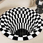 3D Space Round Carpet, Floor Mat Non-Woven Doormat (1 Pc / 78 Cm) - Closeup Embroidery by Nari Haat, Indian ethnic we...