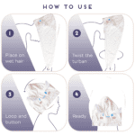 Premium Soft Microfiber Hair Drying Towel Wrap with Button (1 Pc) - Closeup Embroidery by Nari Haat, Indian ethnic we...