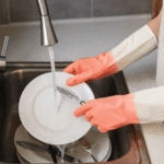 Medium Reusable Long-Cuff Household Cleaning Gloves - (1 Pair) - Back View by Nari Haat, Indian ethnic wear, women cl...