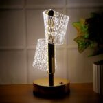 Luxury Crystal LED Double Shade Table Lamp (1 Pc) - Closeup Embroidery by Nari Haat, Indian ethnic wear, women clothi...