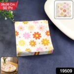 Floral Printed Paper Table Napkins – 50 Pc Disposable Soft Tissue  (26x26 Cm) - With Dupatta by Nari Haat, Indian e...