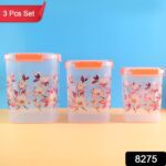 Square 3 Pcs Floral Printed Airtight Storage Container Set (3 Pcs Set) - With Dupatta by Nari Haat, Indian ethnic wea...