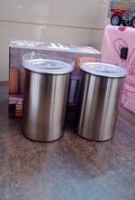 Stainless Steel Airtight Containers with See Through Lid (2 Pc Set / 1000 ML) - Fabric Detail by Nari Haat, Indian et...