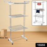 3-Tier Foldable Stainless Steel Cloth Drying Stand with Wheels - With Dupatta by Nari Haat, Indian ethnic wear, women...