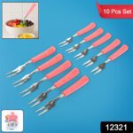 Premium Stainless Steel Fruit Fork Set – 10 Pieces with Soft Non-Slip Handle - With Dupatta by Nari Haat, Indian et...