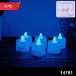 Blue LED Tea Light Candles (6 Pc) - With Dupatta by Nari Haat, Indian ethnic wear, women clothing, designer suit