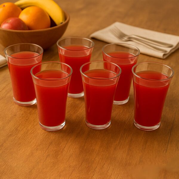 Plastic Drinking Glass Juice Glass Water Glass Set of 6 Transparent Glass - Front View by Nari Haat, Indian ethnic we...