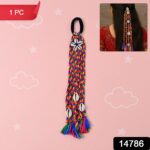 Traditional Multicolor Braided Hair Accessory Stylish Kodi String Bow (1 Pc) - With Dupatta by Nari Haat, Indian ethn...