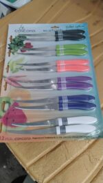 Stainless Steel Multipurpose Serrated Knife Set (12 Pc) - Fabric Detail by Nari Haat, Indian ethnic wear, women cloth...