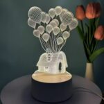 3D Illusion LED Night Lamp with House and Balloons Design - Back View by Nari Haat, Indian ethnic wear, women clothin...