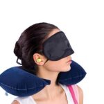 3in1 Air Travel Kit with Pillow, Ear Buds & Eye Mask - Neckline Detail by Nari Haat, Indian ethnic wear, women clothi...