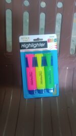 Highlighter Pen, Assorted Colours Water Based Broad Tip Writing Marker (3 Pcs Set) - Fabric Detail by Nari Haat, Indi...
