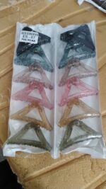 Triangle Shape Mix Color Plastic Hair Claw Clip – 12 Pc Durable Grip Women and Girls - Full Detail by Nari Haat, In...
