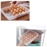 24 Grids Plastic Egg Box Container Holder Tray Fridge with Lid for 2 Dozen Egg Tray - Fabric Detail by Nari Haat, Ind...