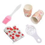 4 Pc Kitchen Tools Set – Spatula, Brush, Oven Glove & Egg Separator - Back View by Nari Haat, Indian ethnic wear, w...