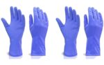 Flock line Reusable Rubber Hand Gloves (Blue) - 1pc - Back View by Nari Haat, Indian ethnic wear, women clothing, des...